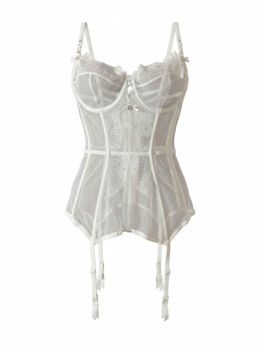 Victoria's Secret White Lace Bustier with Garters